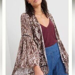 Bl^nk London Bell Sleeve Snakeskin Print Kimono Bohemian Python Women's O/S